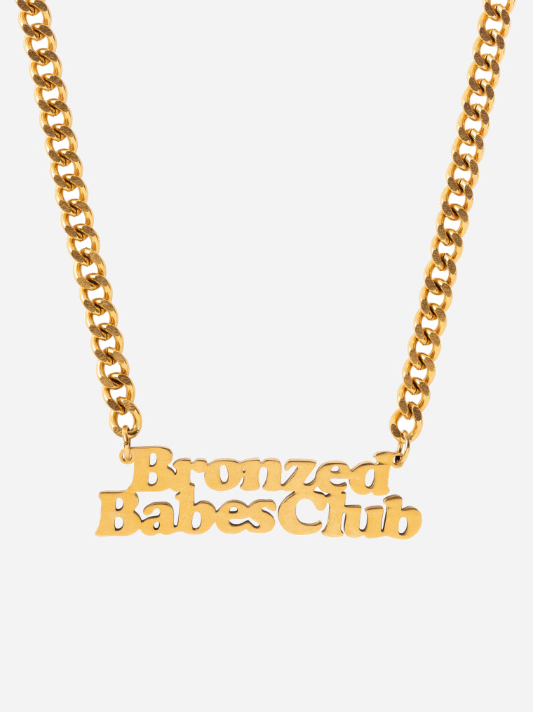 Bronzed Babes Club Nameplate Necklace